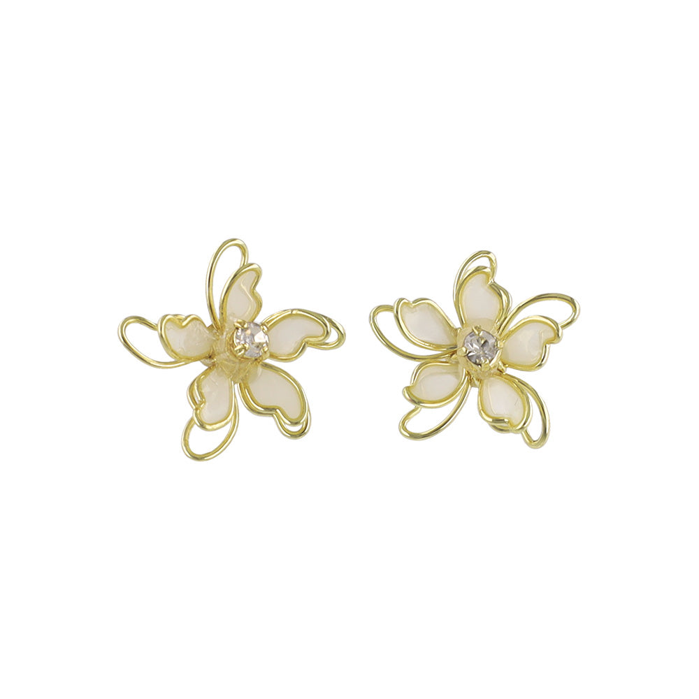 Layered Wire Flower Stud Earrings