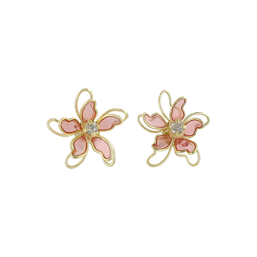 Layered Wire Flower Stud Earrings