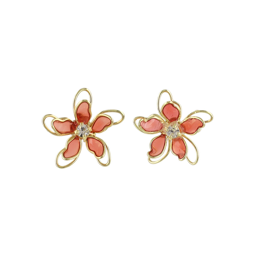 Layered Wire Flower Stud Earrings