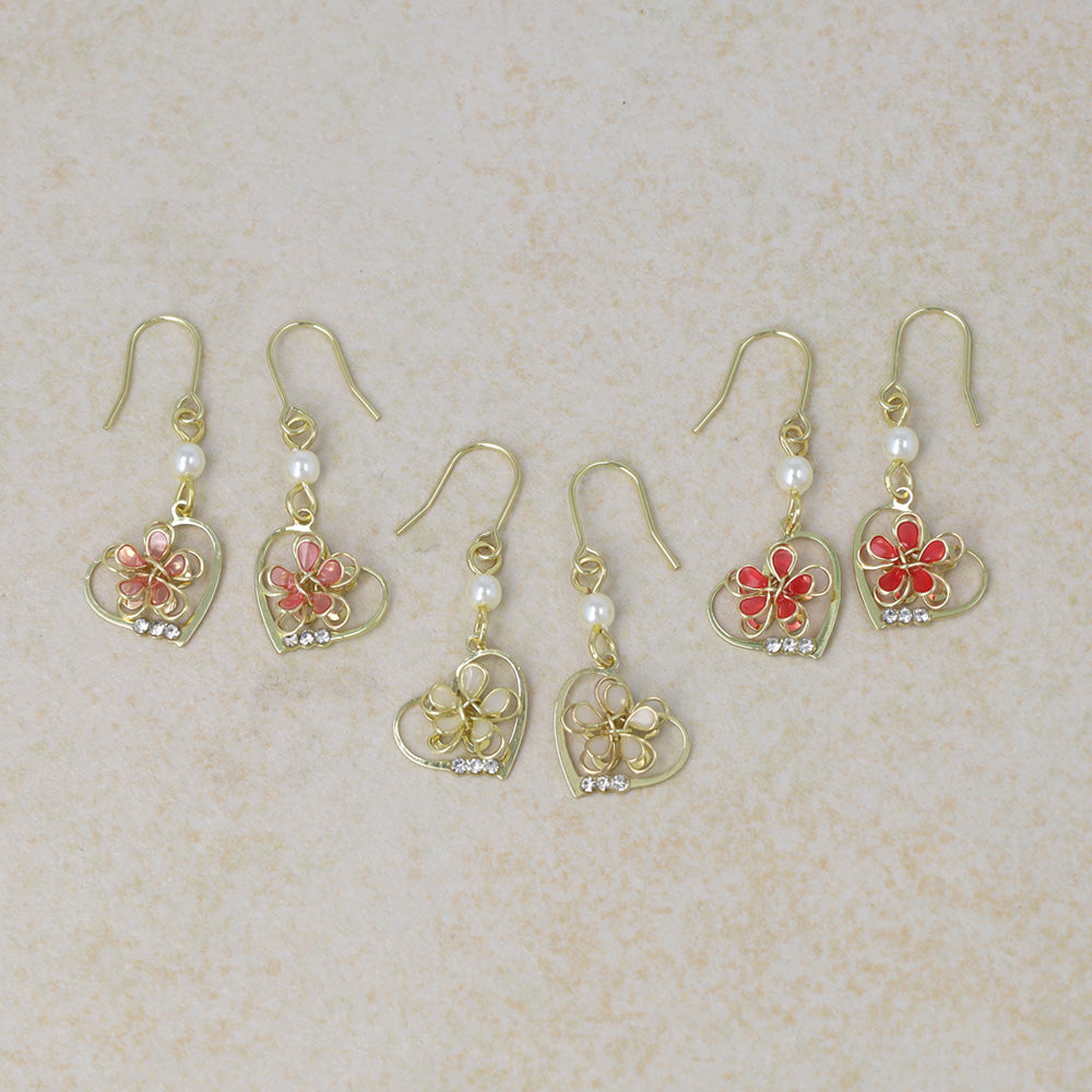 Floral Heart Drop Earrings