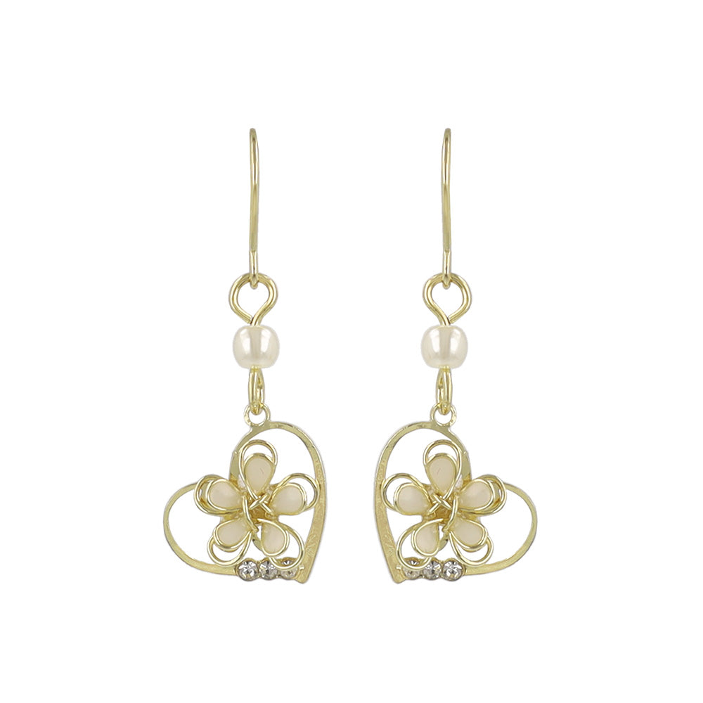 Floral Heart Drop Earrings