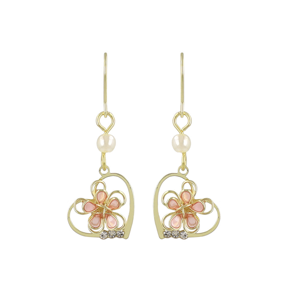Floral Heart Drop Earrings