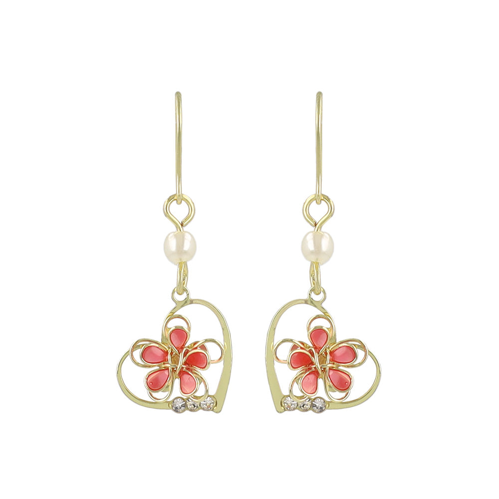 Floral Heart Drop Earrings