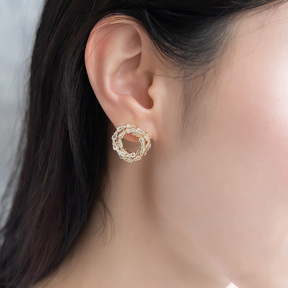 CZ Swirl Stud Earrings