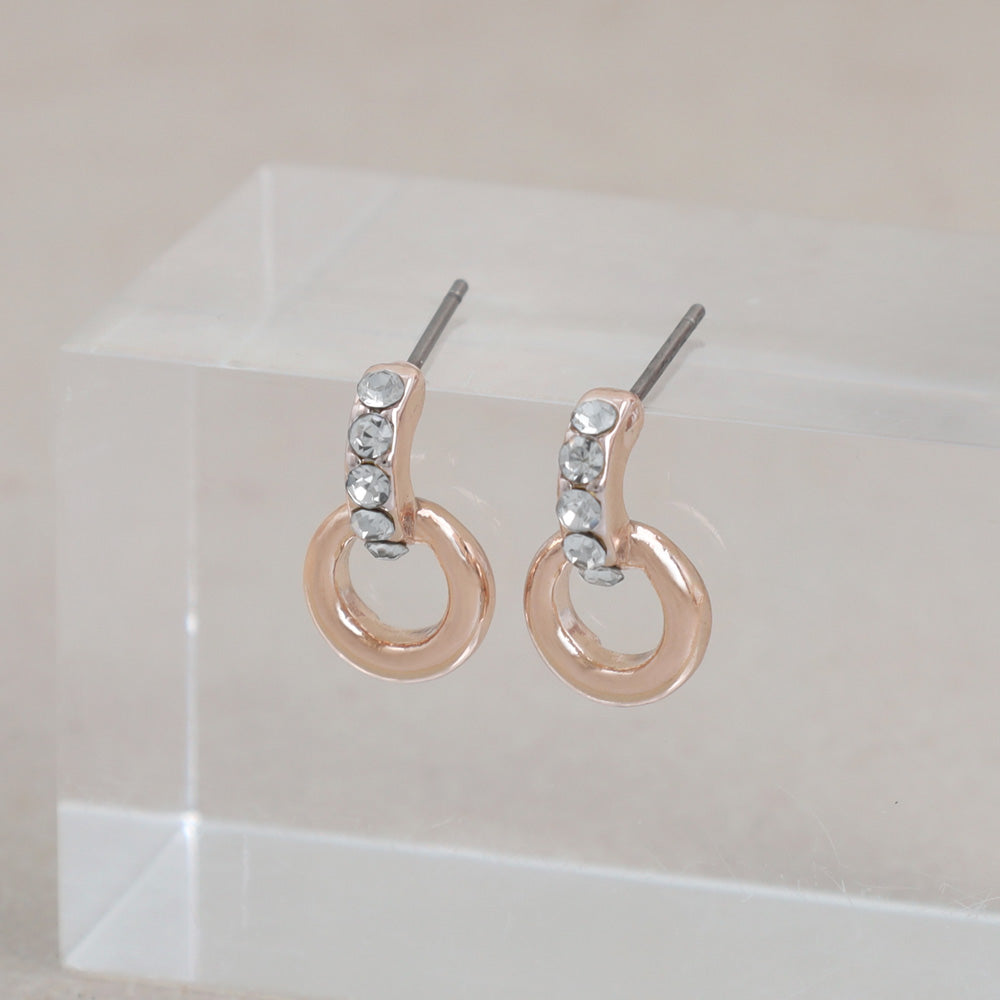 Rose Silver Diamante Door Knocker Earrings - osewaya