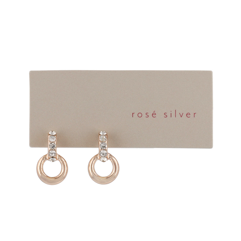 Rose Silver Diamante Door Knocker Earrings