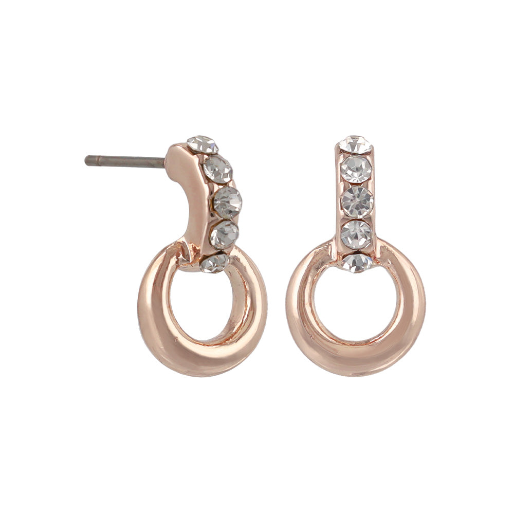 Rose Silver Diamante Door Knocker Earrings