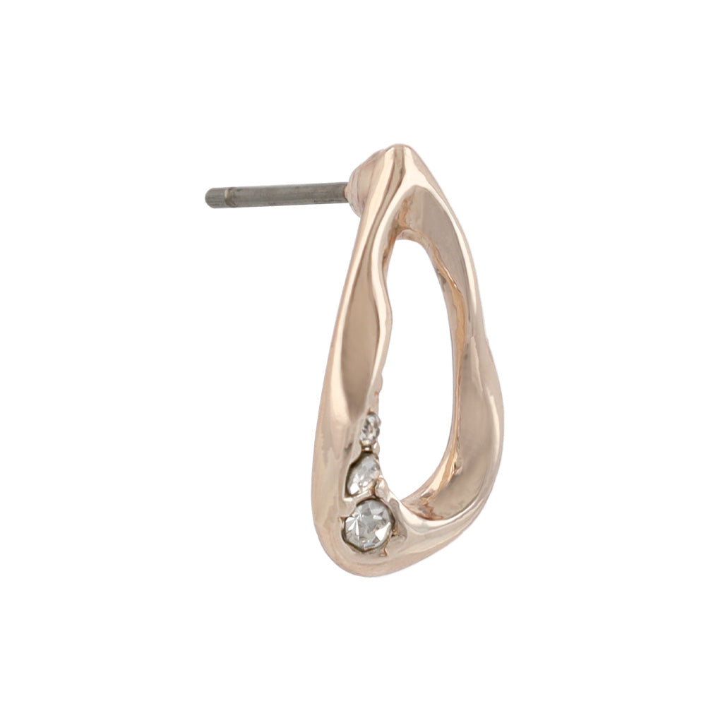 Rose Silver Hammered Open Teardrop Earrings