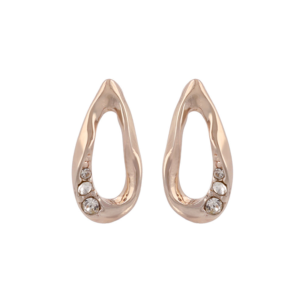 Rose Silver Hammered Open Teardrop Earrings