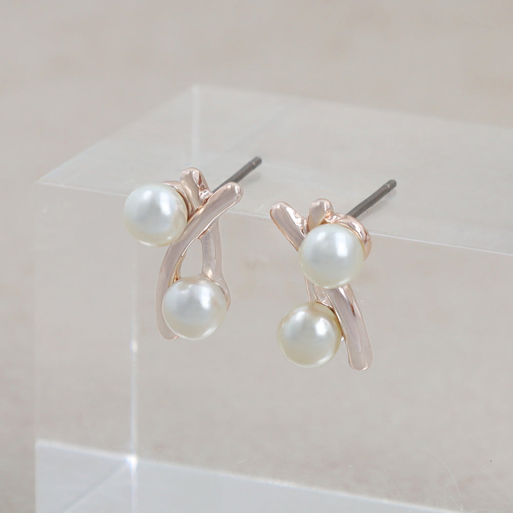 Rose Silver Pearlized X Earrings - osewaya