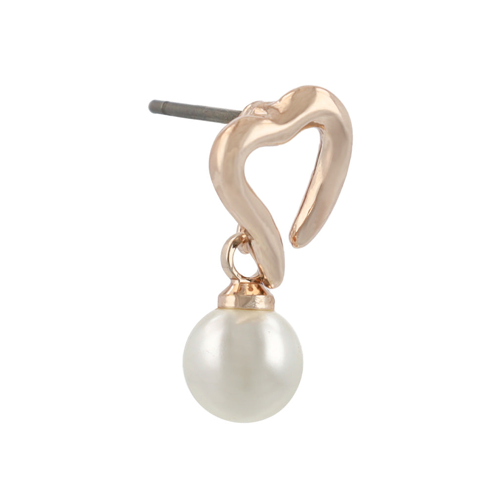 Rose Silver Heart and Pearl Earrings