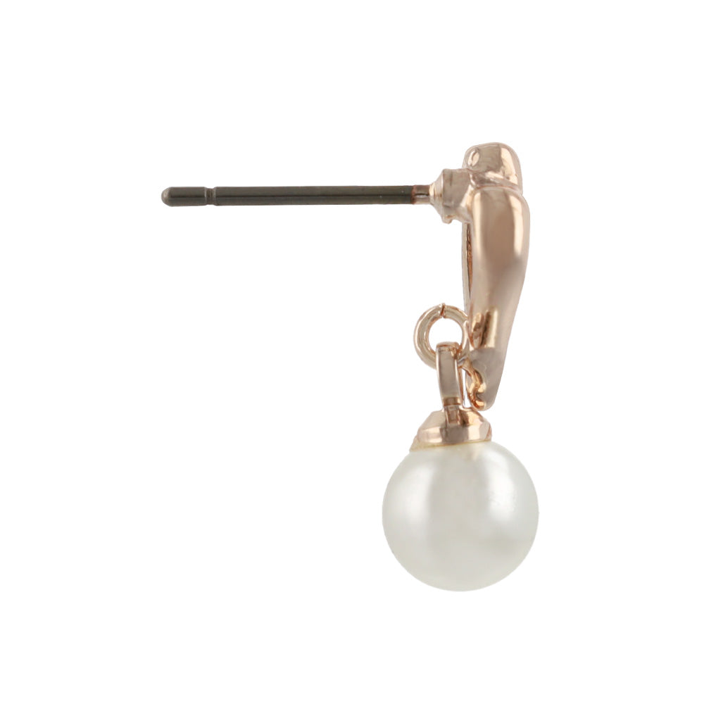 Rose Silver Heart and Pearl Earrings