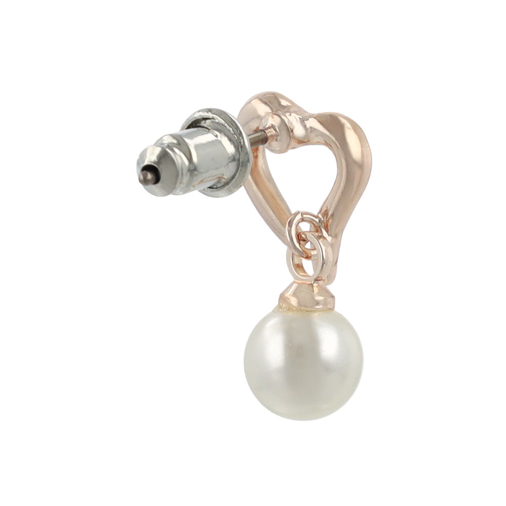 Rose Silver Heart and Pearl Earrings