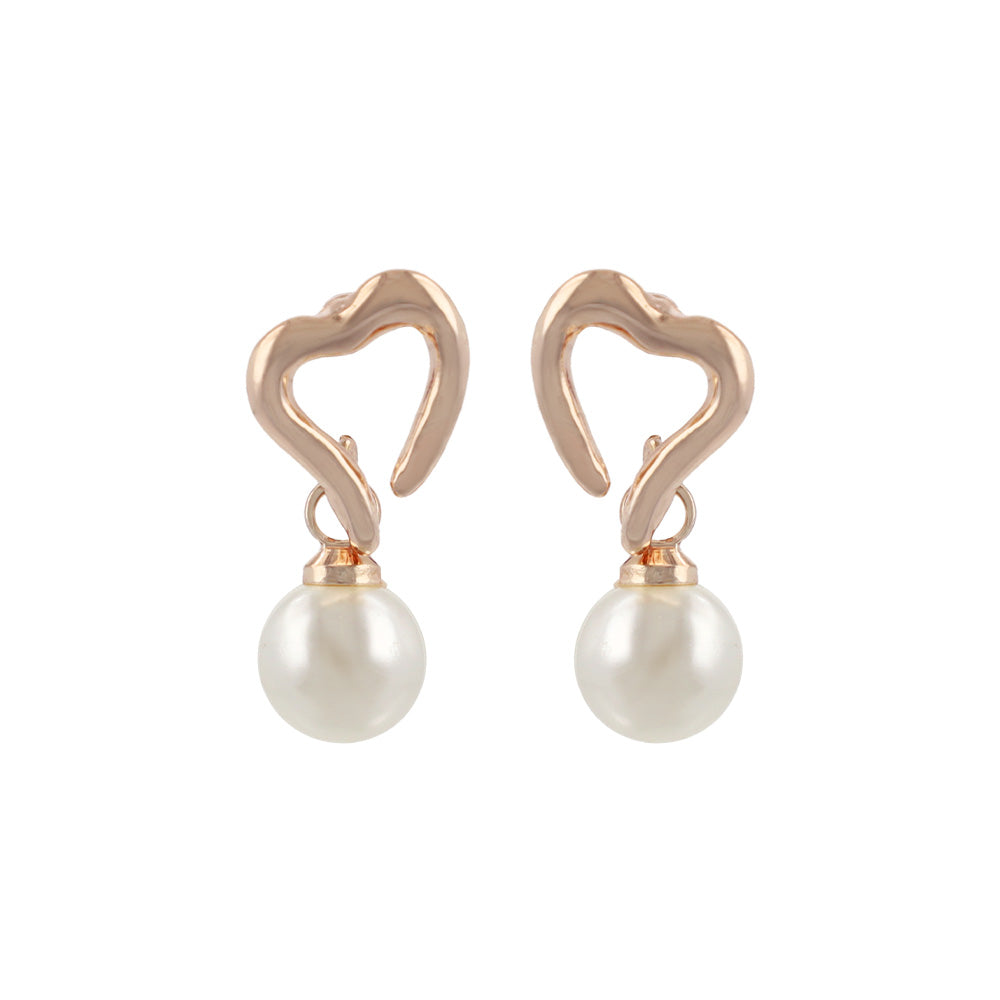 Rose Silver Heart and Pearl Earrings