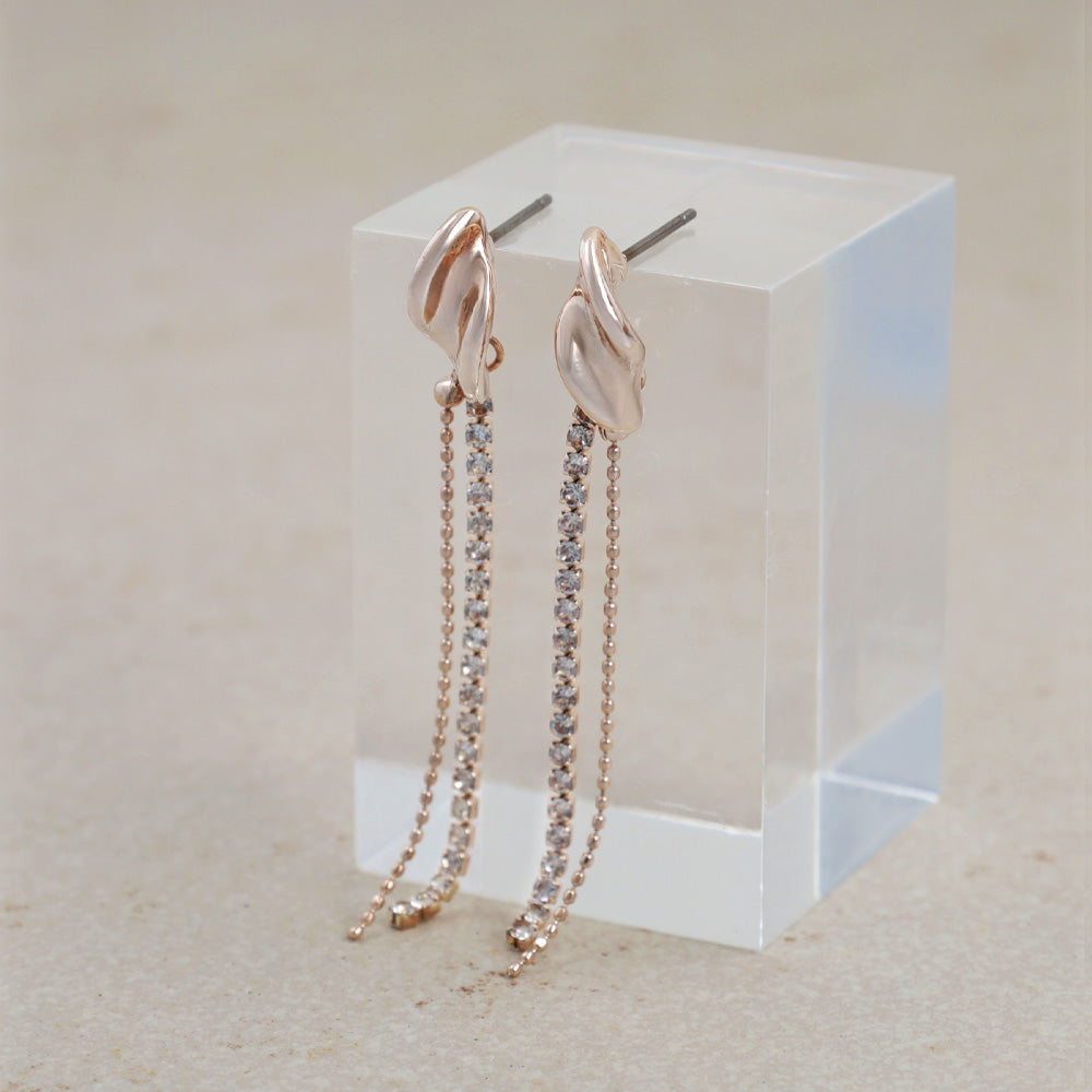 Rose Silver Double Row Drop Earrings