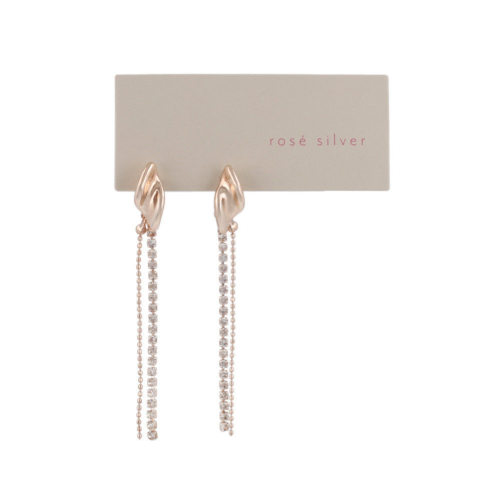 Rose Silver Double Row Drop Earrings