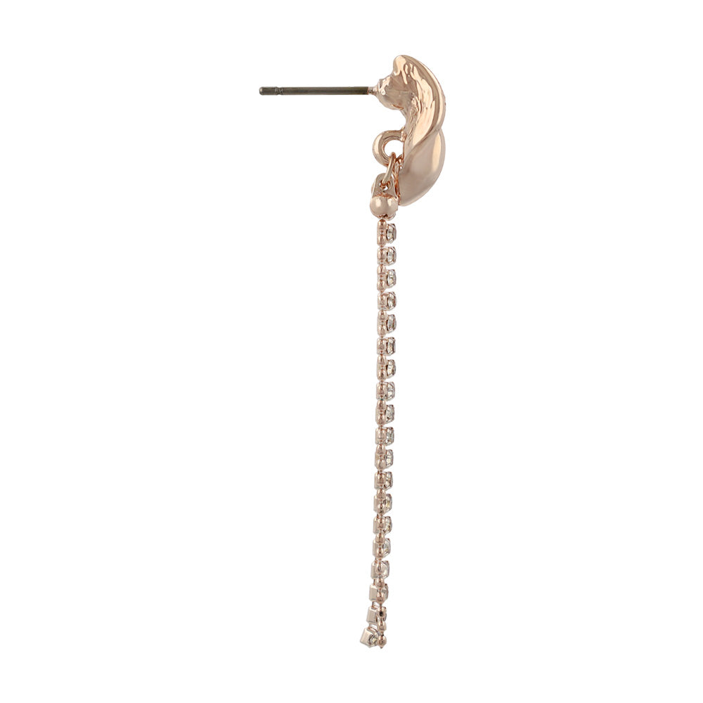 Rose Silver Double Row Drop Earrings