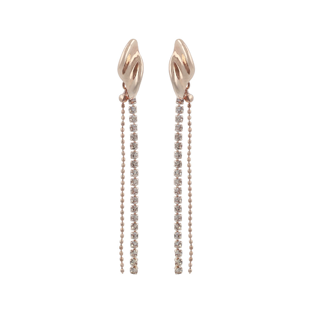Rose Silver Double Row Drop Earrings
