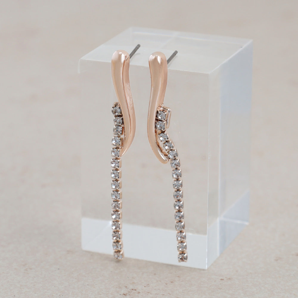 Rose Silver Diamante Chain Earrings