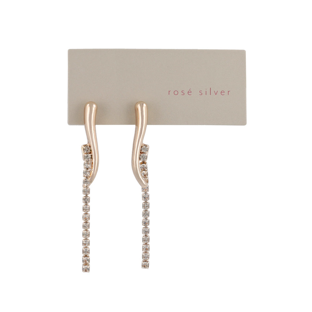 Rose Silver Diamante Chain Earrings