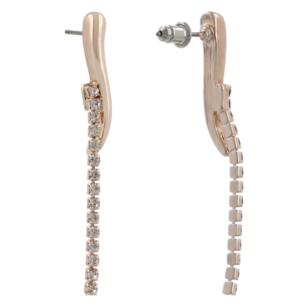 Rose Silver Diamante Chain Earrings