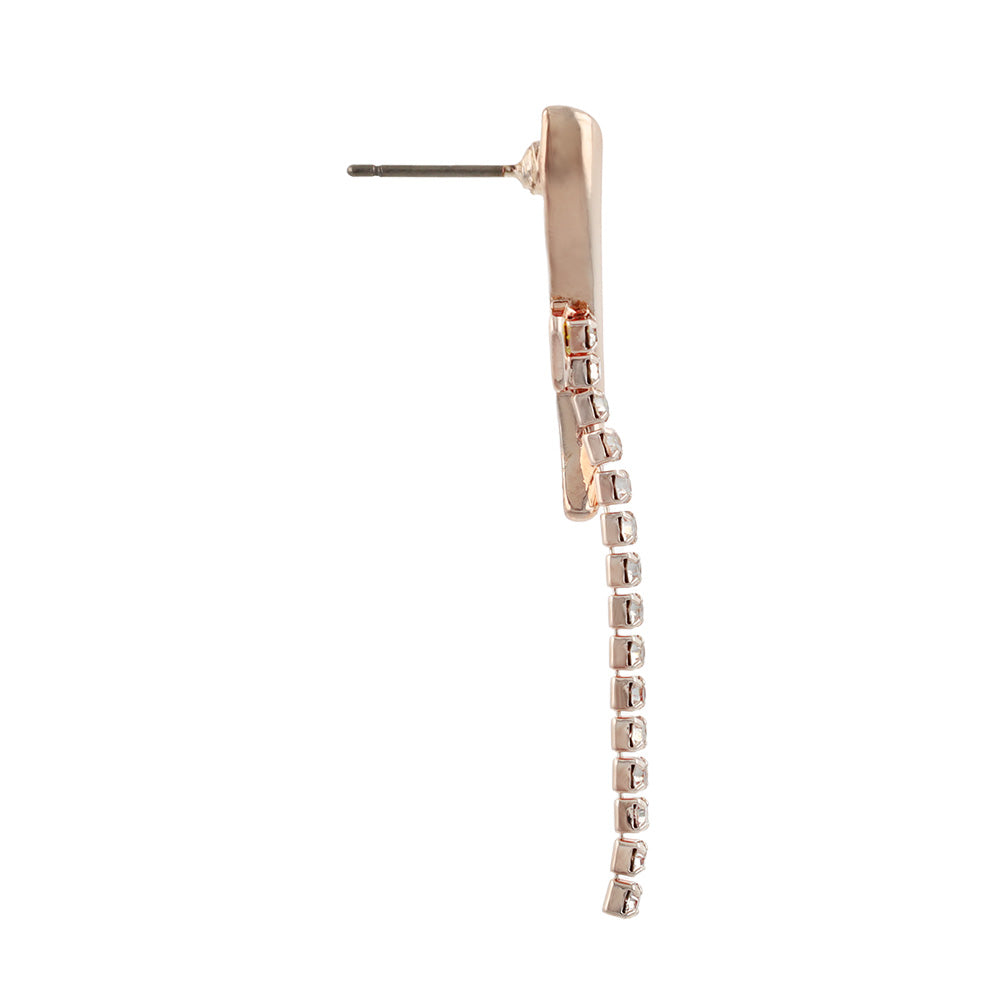 Rose Silver Diamante Chain Earrings