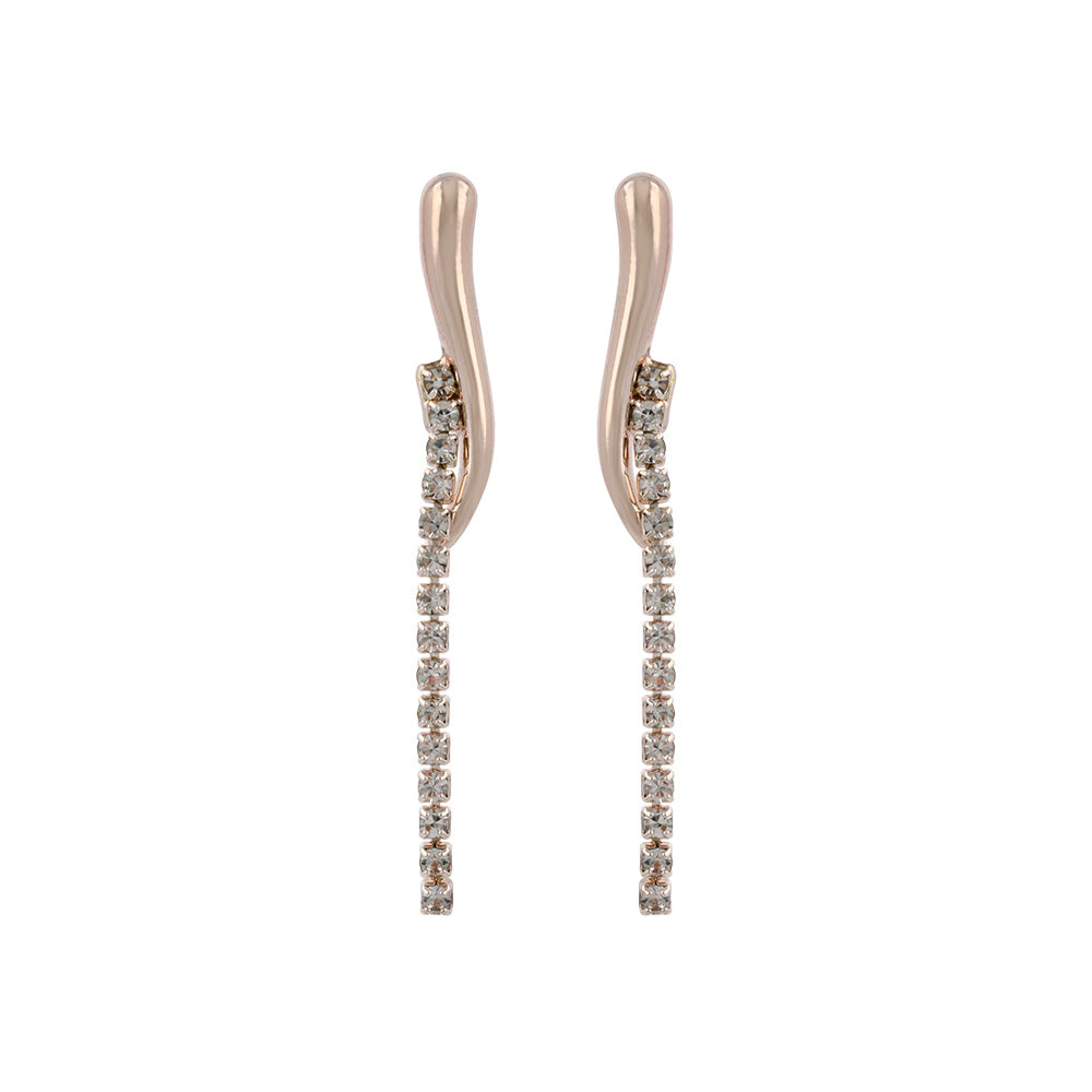 Rose Silver Diamante Chain Earrings