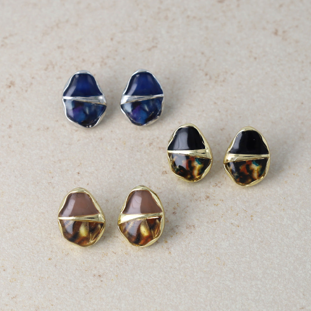 Marbled Organic Shape Earrings - osewaya