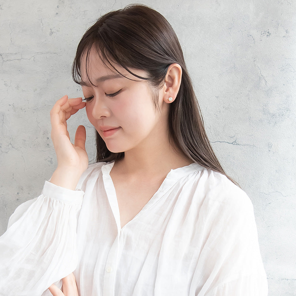 CZ Granulated Bezel Studs