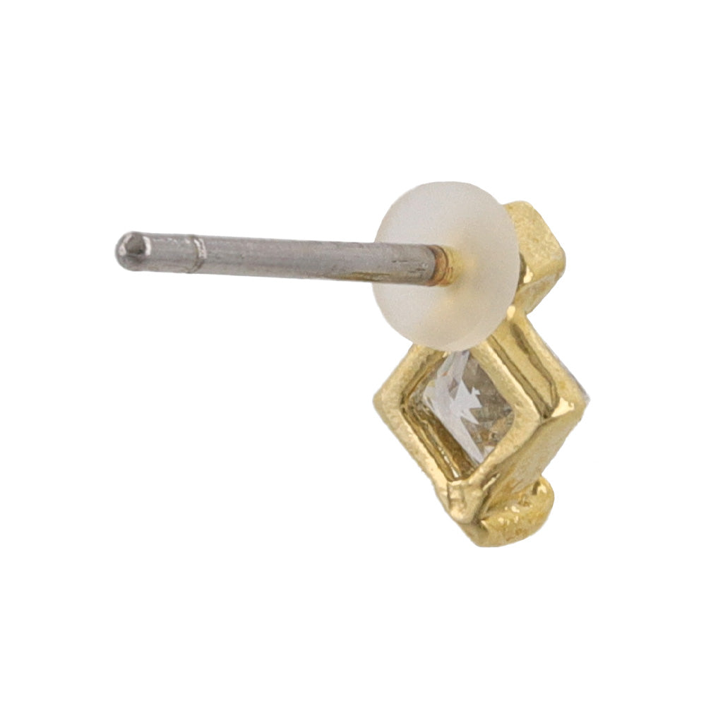 Square CZ Titanium Stud Earrings