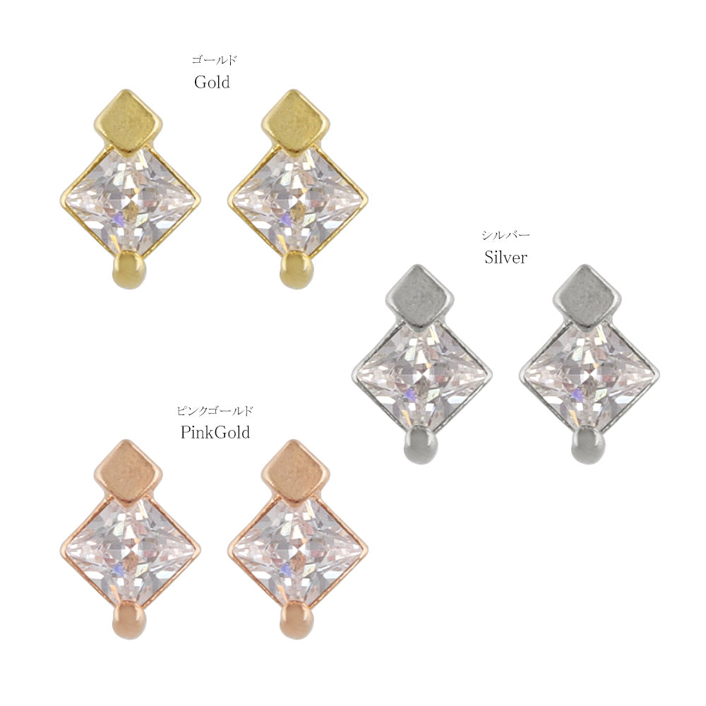 Square CZ Titanium Stud Earrings