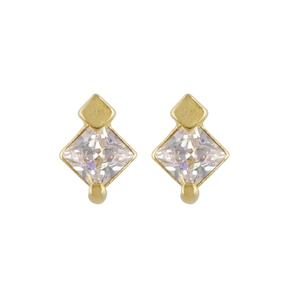 Square CZ Titanium Stud Earrings