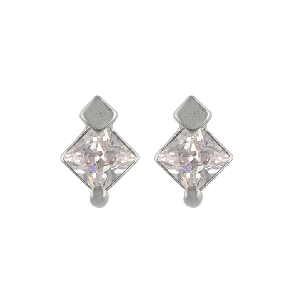 Square CZ Titanium Stud Earrings