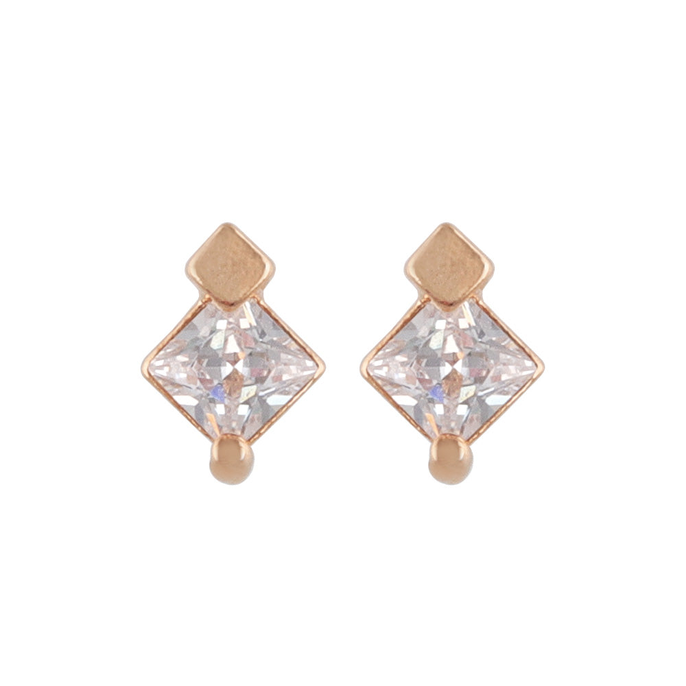 Square CZ Titanium Stud Earrings