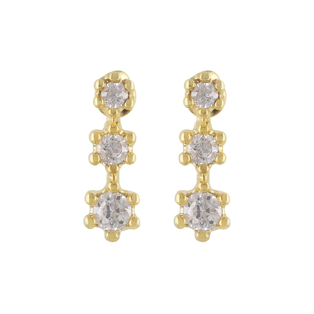 Triple CZ Titanium Stud Earrings