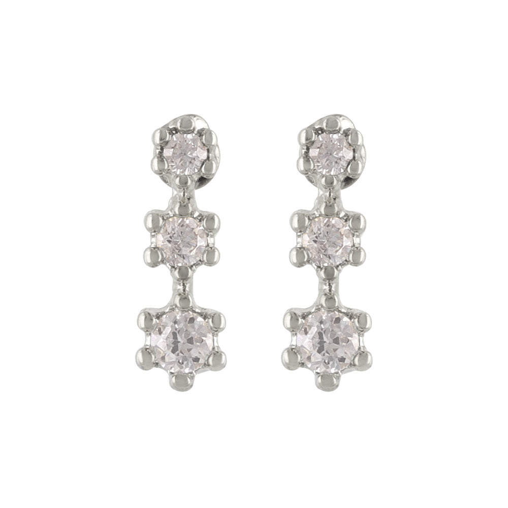 Triple CZ Titanium Stud Earrings