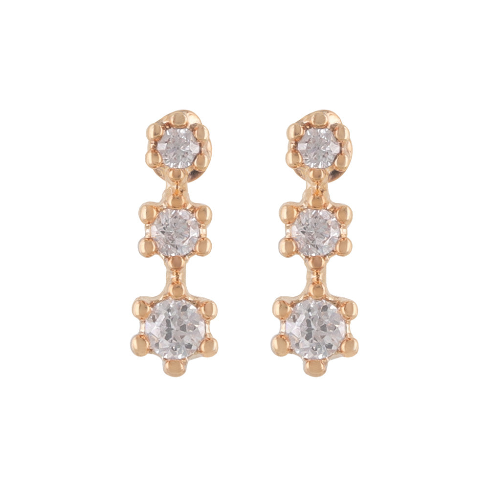 Triple CZ Titanium Stud Earrings