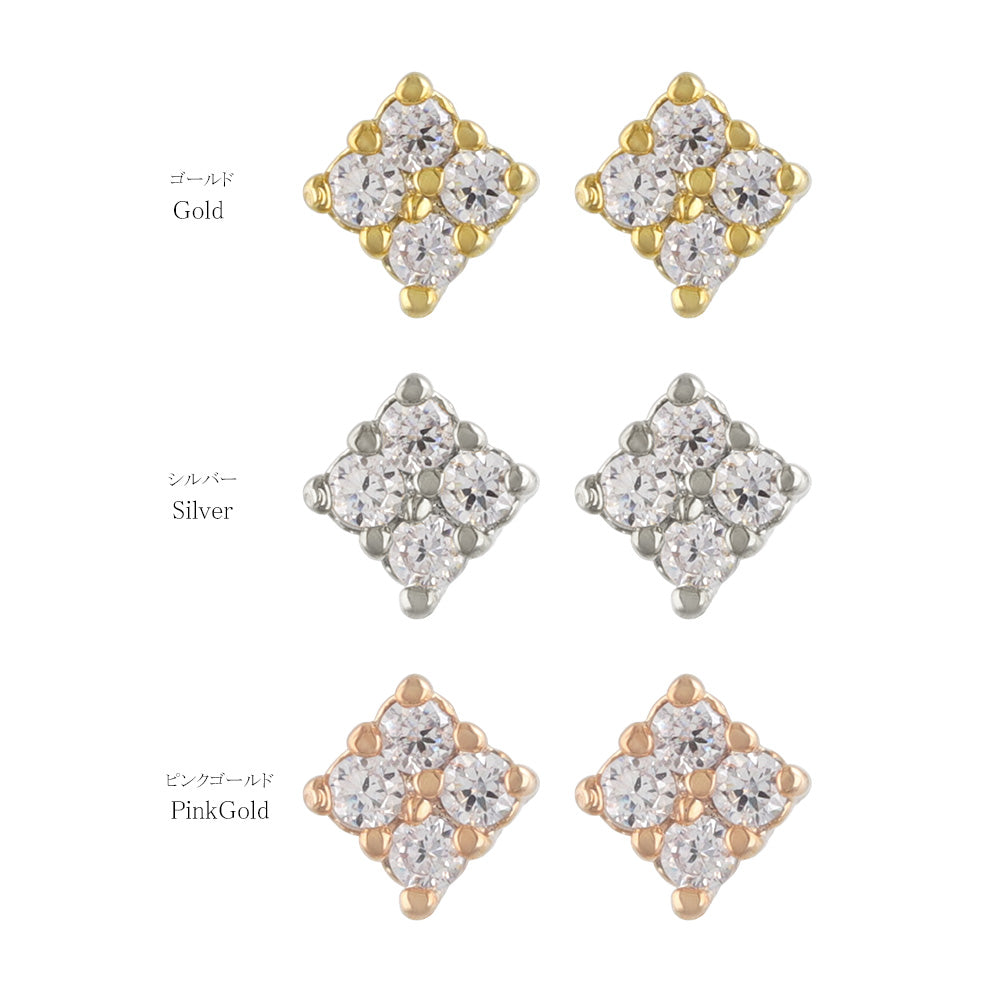 Square CZ Titanium Stud Earrings