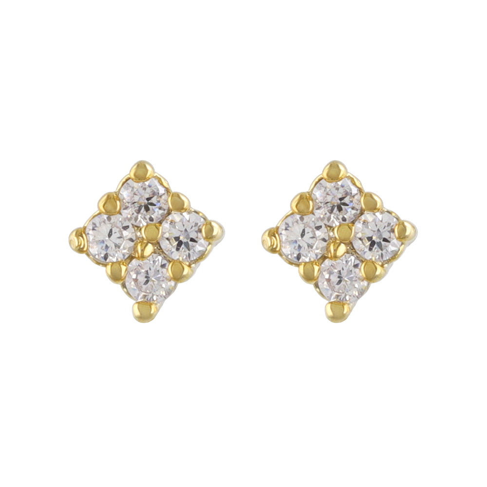 Square CZ Titanium Stud Earrings