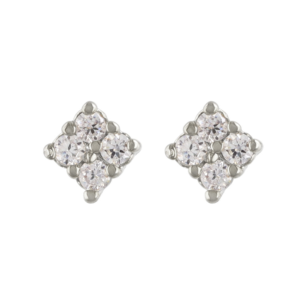 Square CZ Titanium Stud Earrings