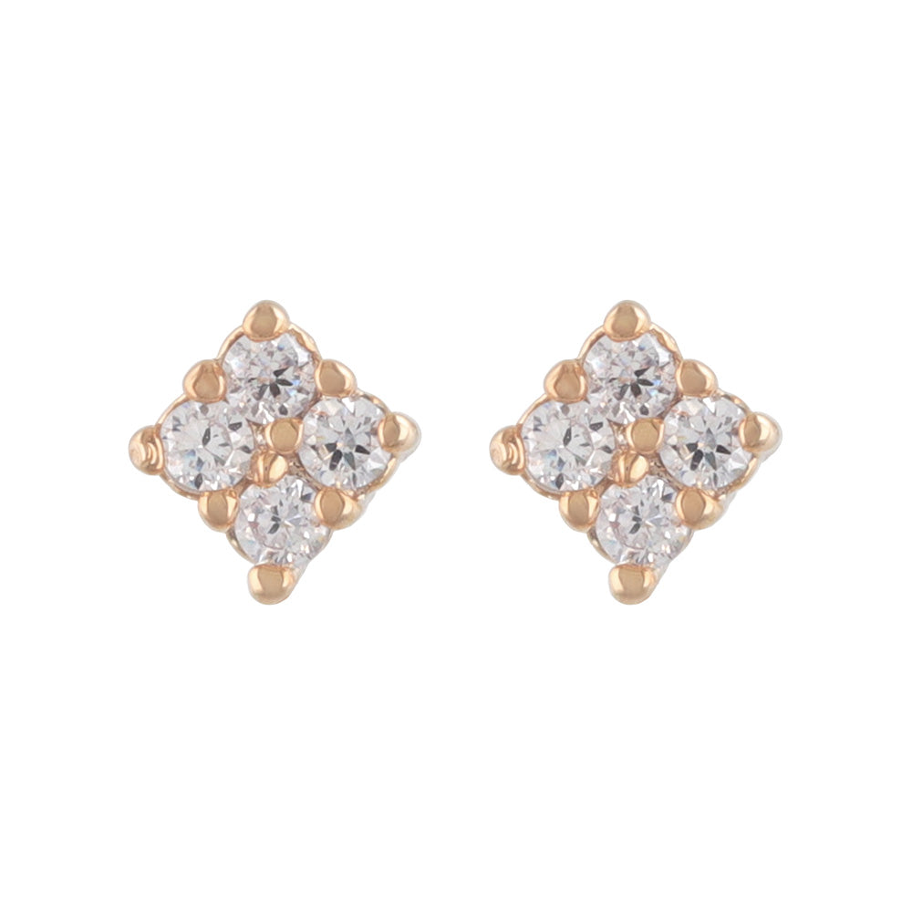 Square CZ Titanium Stud Earrings