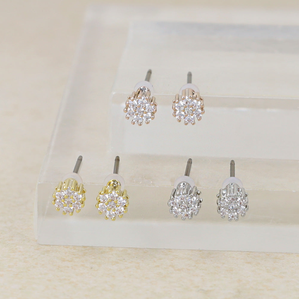 Circle CZ Titanium Stud Earrings