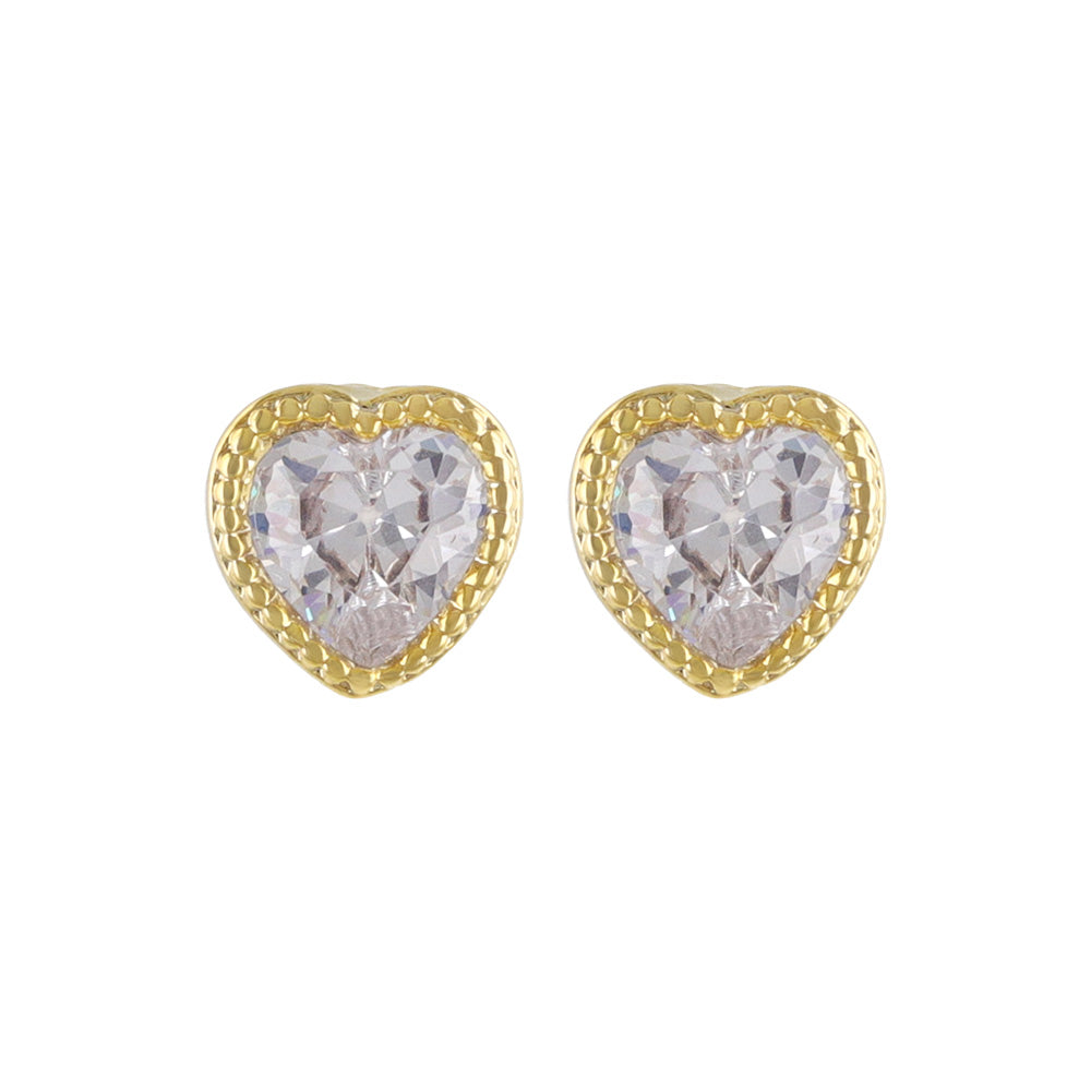 Heart CZ Titanium Stud Earrings