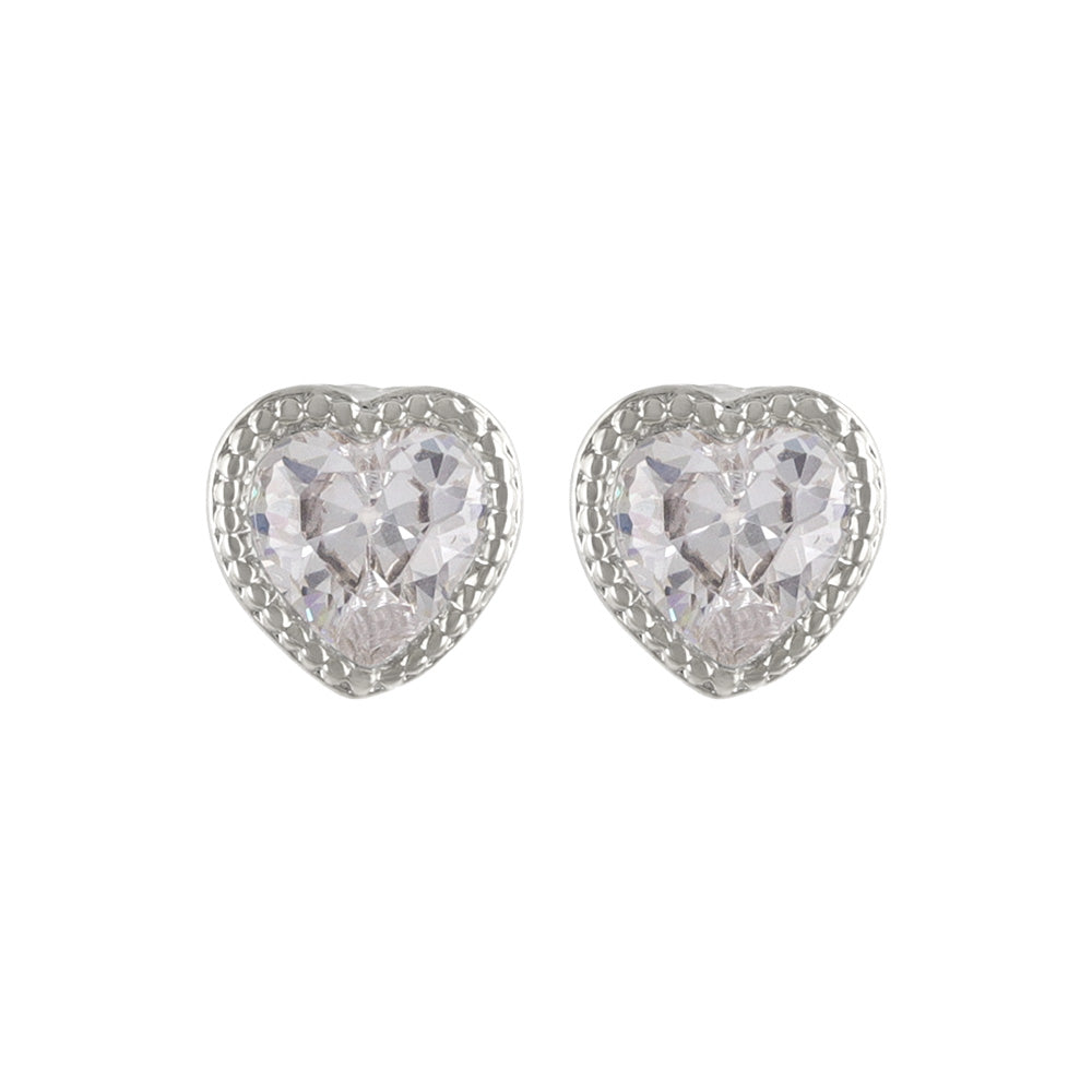 Heart CZ Titanium Stud Earrings