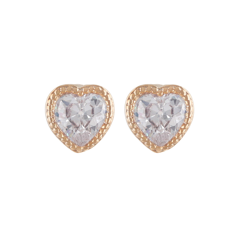 Heart CZ Titanium Stud Earrings