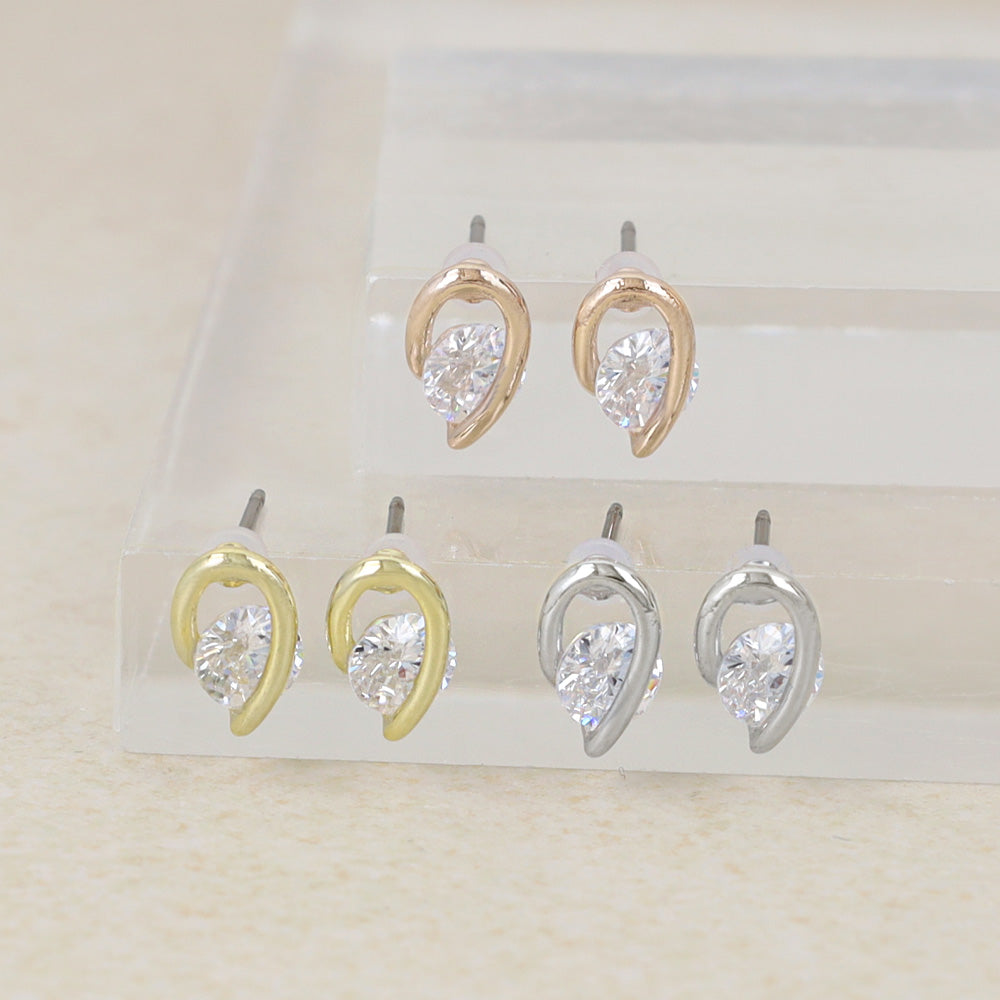 Loop CZ Titanium Stud Earrings