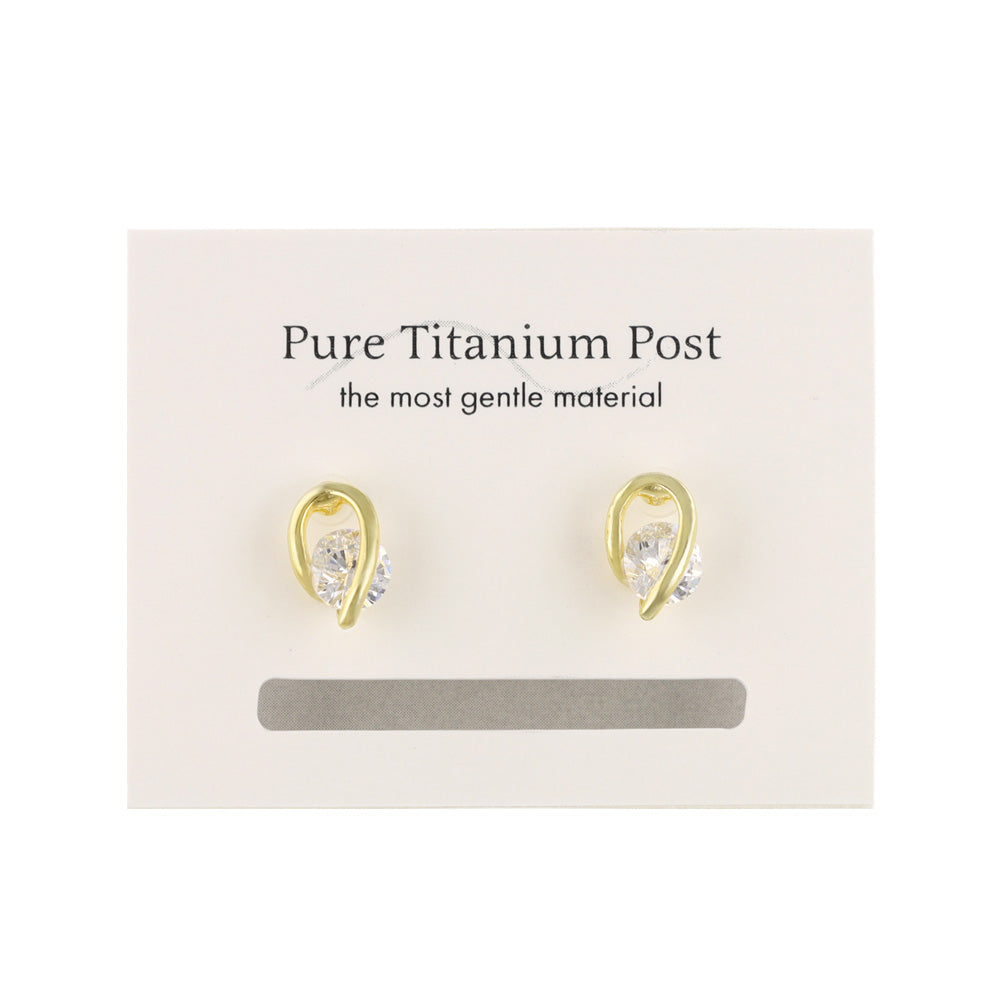 Loop CZ Titanium Stud Earrings