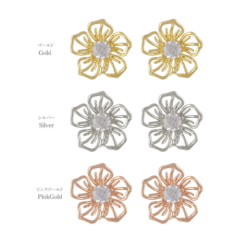 Flower CZ Titanium Stud Earrings