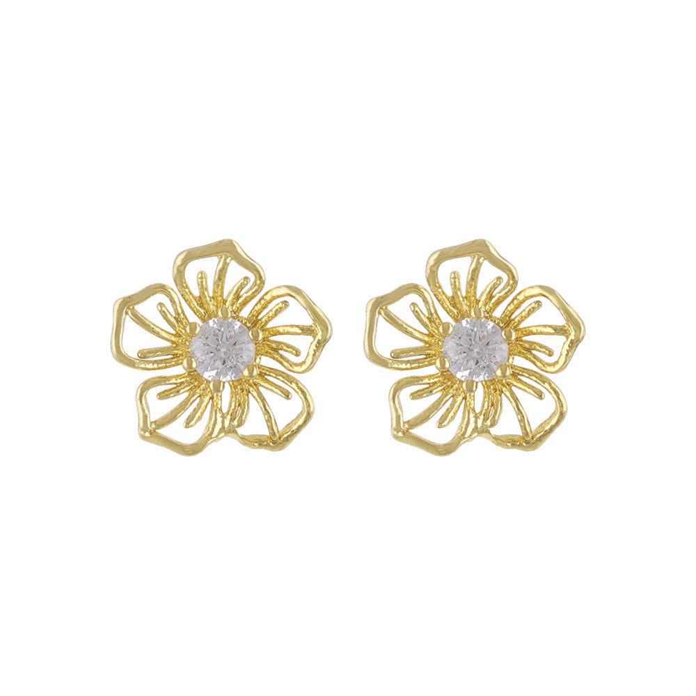 Flower CZ Titanium Stud Earrings