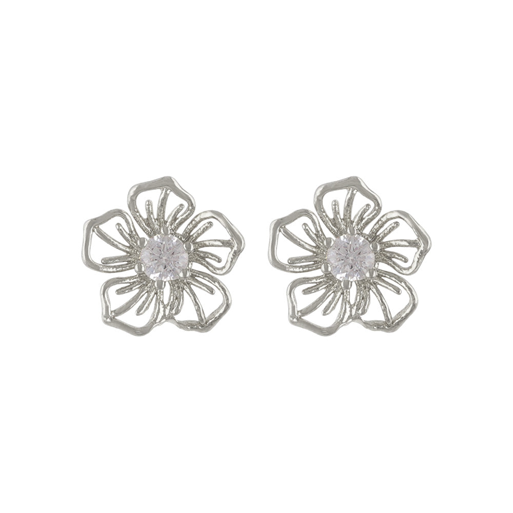 Flower CZ Titanium Stud Earrings